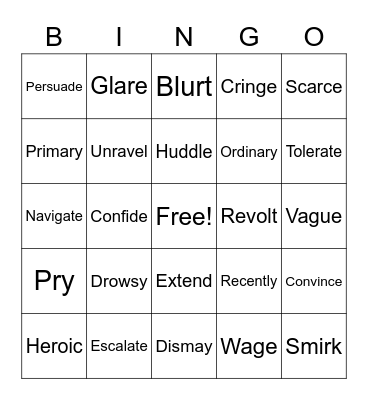 Vocabulary Bingo Card