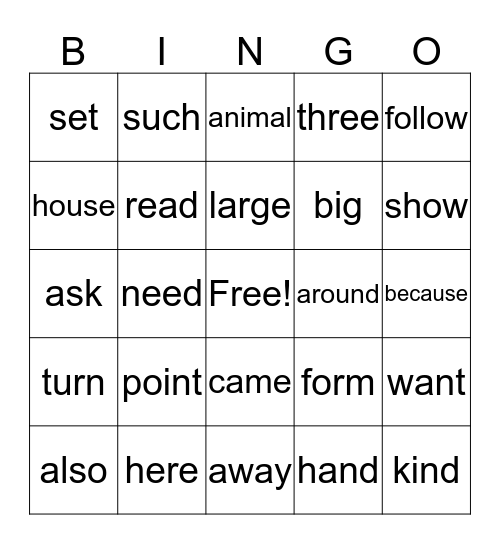 Sight Bingo Card