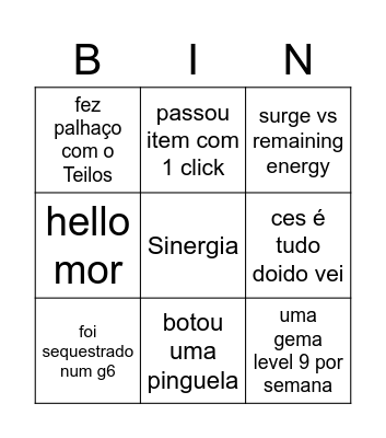 Bingo do Mano Imp Bingo Card