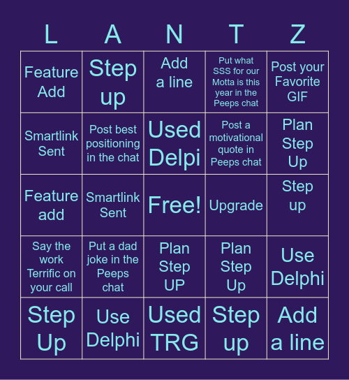 Team Lantz Bingo Card