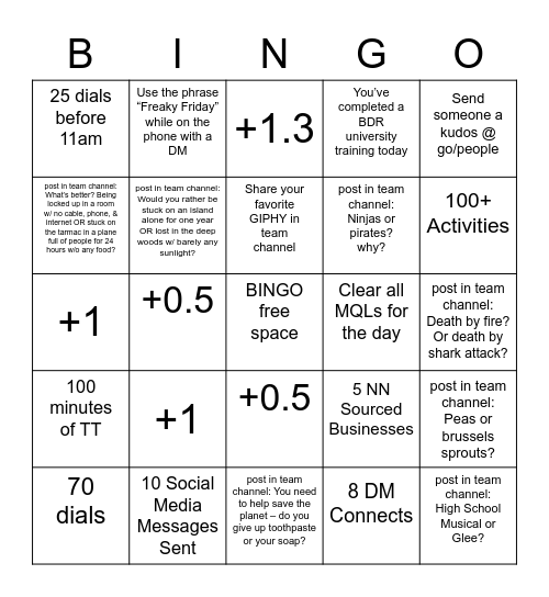 Bingo 1 Bingo Card