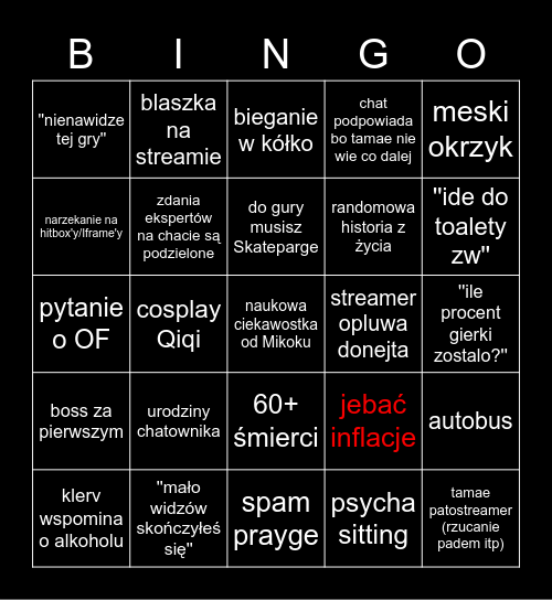 Tamae stream bingo Card