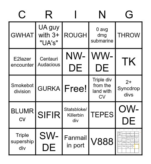 Cringo Bingo Card