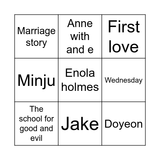 Joyi’s Bingo Card