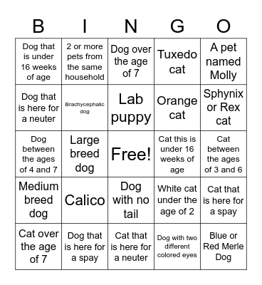 Trupanion Mini Game Bingo Card