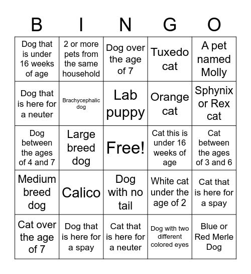 Trupanion Mini Game Bingo Card