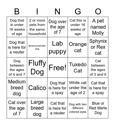 Trupanion Mini Game Bingo Card