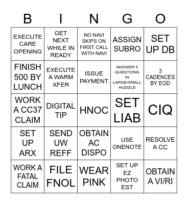 VALENTINES CLAIMS BINGO Card