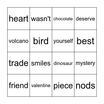 Mystery Valentine Bingo Card