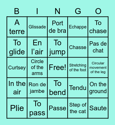 Ballet Bingo Card