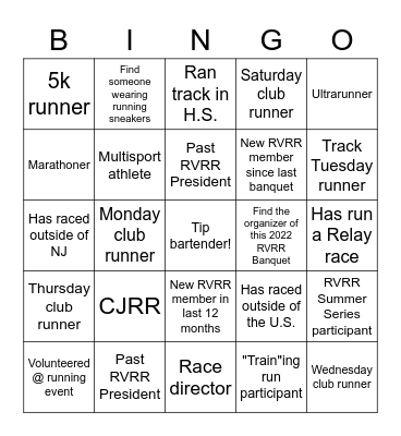 RVRR Bingo! Bingo Card
