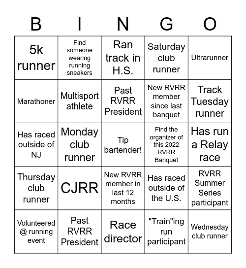 RVRR Bingo! Bingo Card