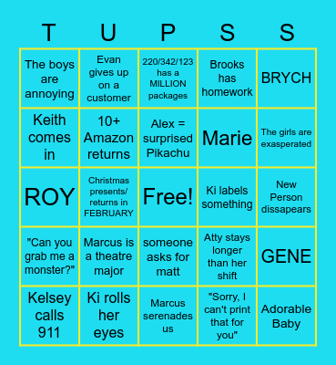 WEEK OF 2/6 Bingo Card