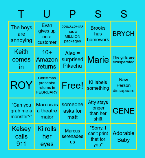 WEEK OF 2/6 Bingo Card