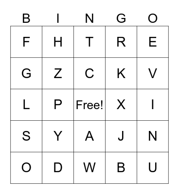 Alphabet Bingo Card