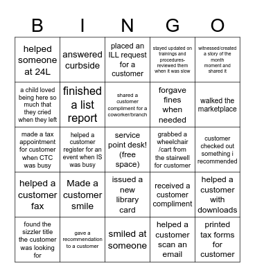 Customer service bingo-Circ Style Bingo Card