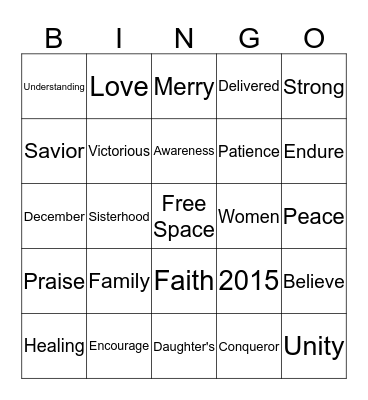 Ladies' Night Out 2015 Bingo Card