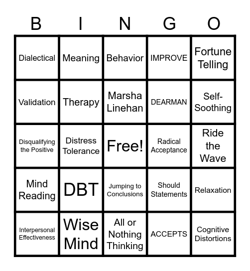 DBT BINGO Card