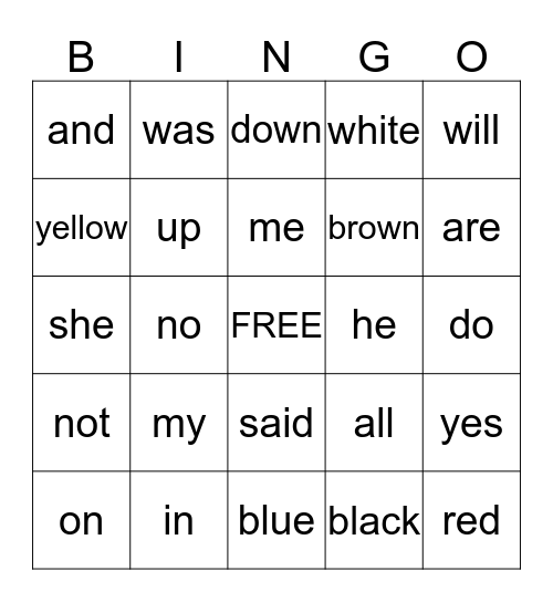 Sight Words Quarter 2 Bingo Card