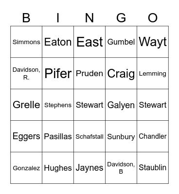 St. Ambrose Staff Bingo Card