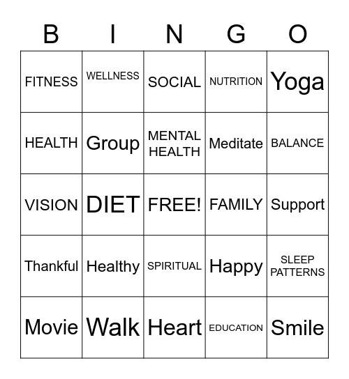 CHRONIC DISEASE, WELLNESS, AND THE COMMUNITY Bingo Card