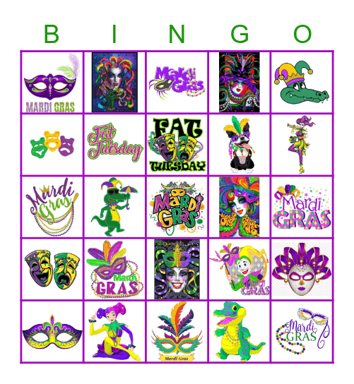 Mardi Gras Bingo Card