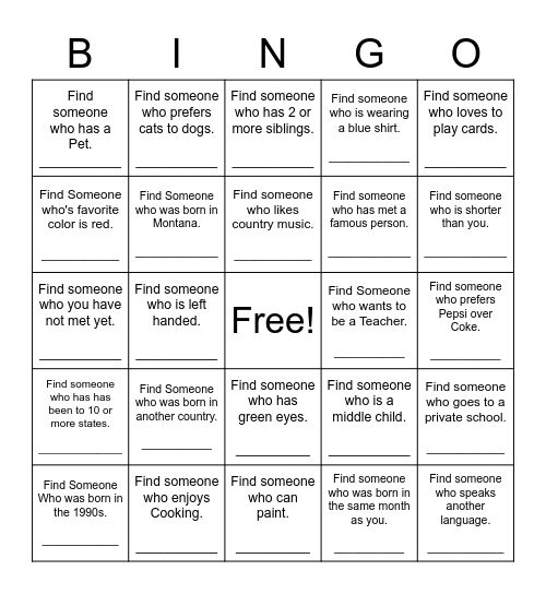 Find Someone Who - Oxygen Edition Bingo Card