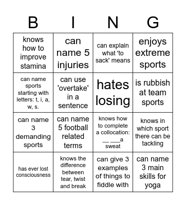 Find somebody who... Bingo Card