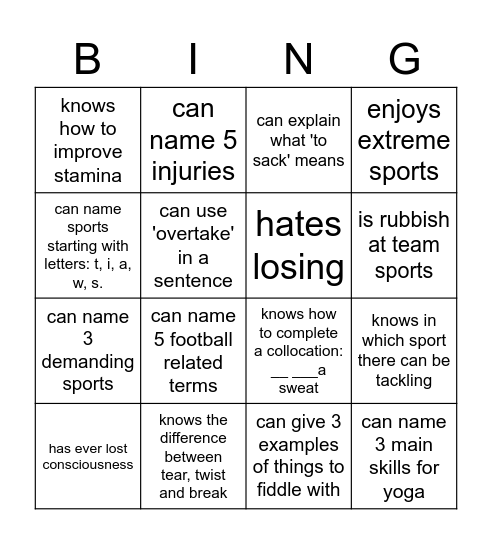 Find somebody who... Bingo Card