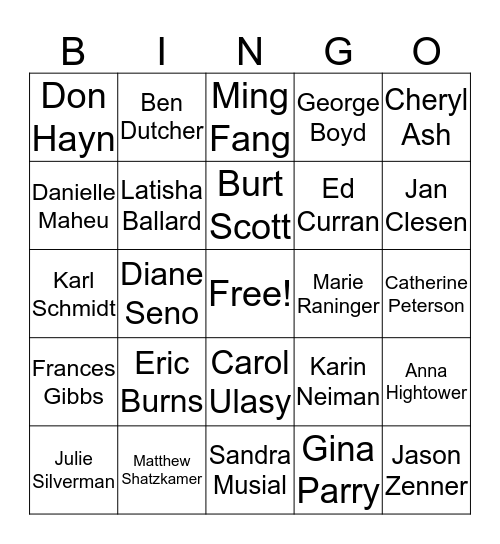 EMPLOYEE BINGO Card