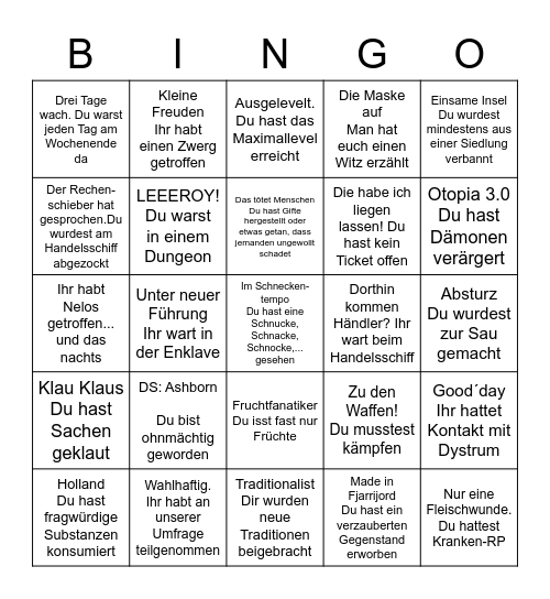 Ashborn Bingo 10 Bingo Card
