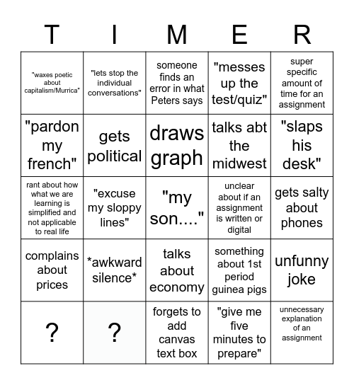 ap econ/suffering Bingo Card