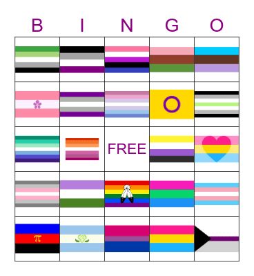 Pride Flag Bingo Card