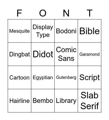 WEEK 2 FONTO Bingo Card