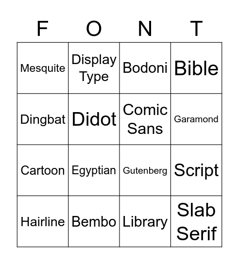 WEEK 2 FONTO Bingo Card