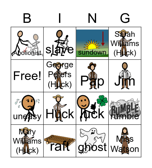 Chapter 3 Huck Finn Bingo Card