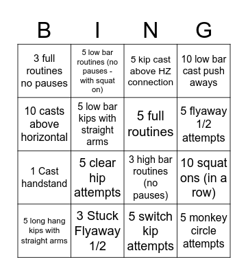 Natalia Bars BINGO Card