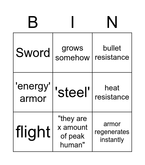 Dyno's power submission Bingo Card