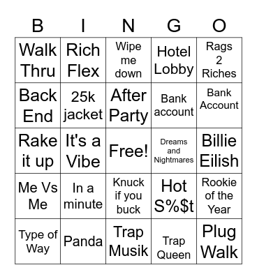 The Hangout's Trap Bingo #1 Bingo Card