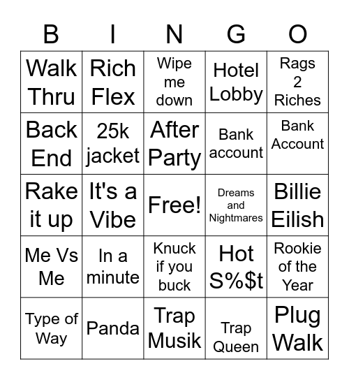 The Hangout's Trap Bingo #1 Bingo Card