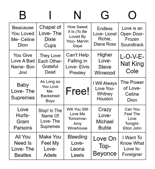 Love in the Title Bingo Card