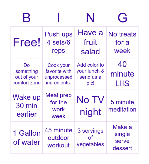 Wellness Bingo v2 Bingo Card