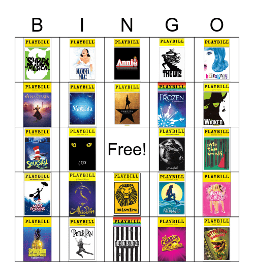 Broadway Bingo Card