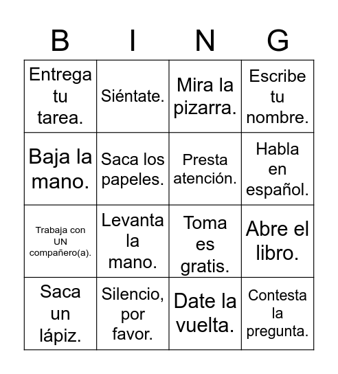 Los Mandatos (escritos) Bingo Card