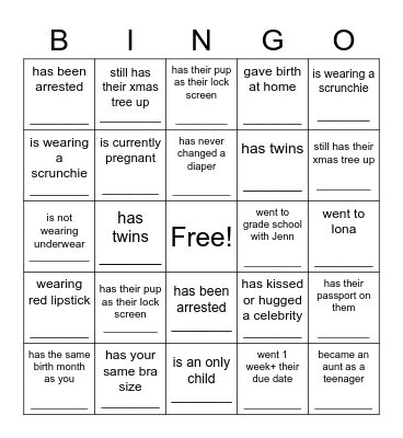 FIND SOMEONE WHO... Bingo Card