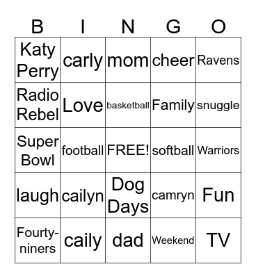 Bolser Bingo Card