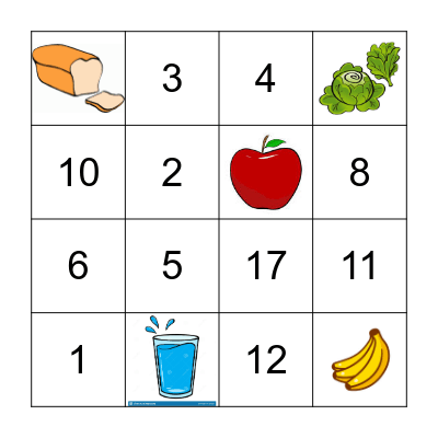 Numeros y Comida Bingo Card