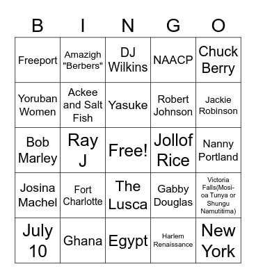 Black History Bingo Card