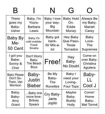 Bingo Babyyy Bingo Card