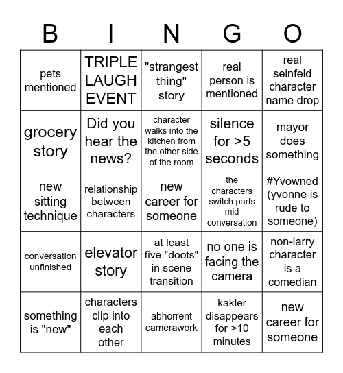 nothin foreva Bingo Card